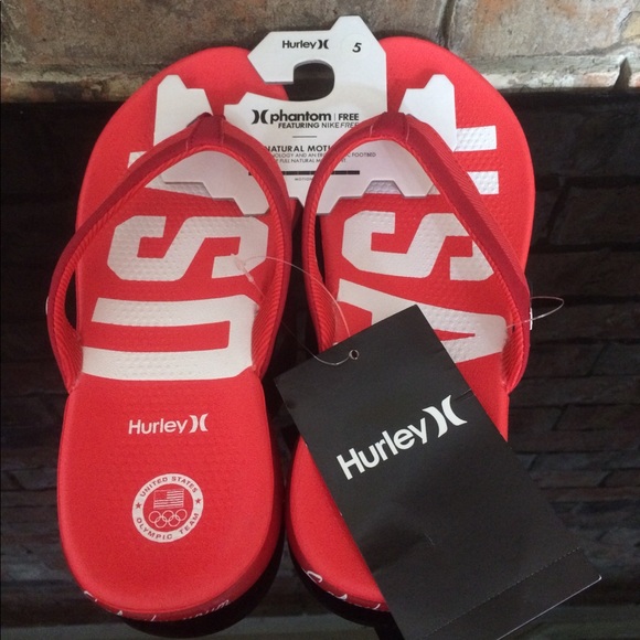 Hurley Team USA Apparel Red And White Flip Flops - Picture 5 of 5